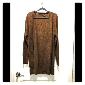 RDI mustard brown shoulder patch cardigan, Petite